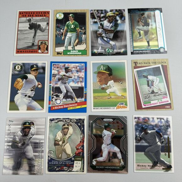 Oakland A’s 12 Card Lot NM Rickey Henderson x7 Reggie Jackson Tim Hudson Kingman - Picture 1 of 13